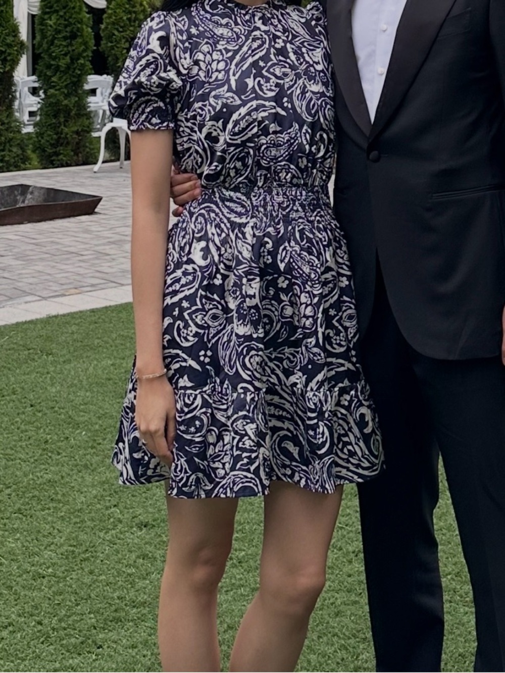THML wear once - Navy and White Paisley Mini Dress